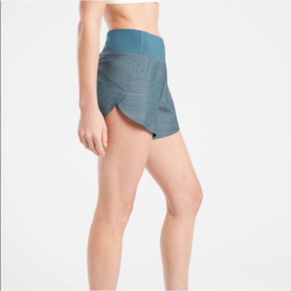 ATHLETA Run With It Textured 3.5in Teal Running Shorts XS - Picture 2 of 11